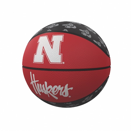 Logo Brands Nebraska Repeating Logo Mini-Size Rubber Basketball 182-91MR-1